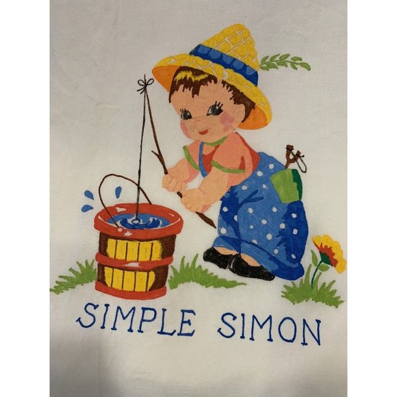 Baby Swaddle Cloth Nursery Rhyme Hand Painted 1967 34”x 45” - Picture 7 of 10